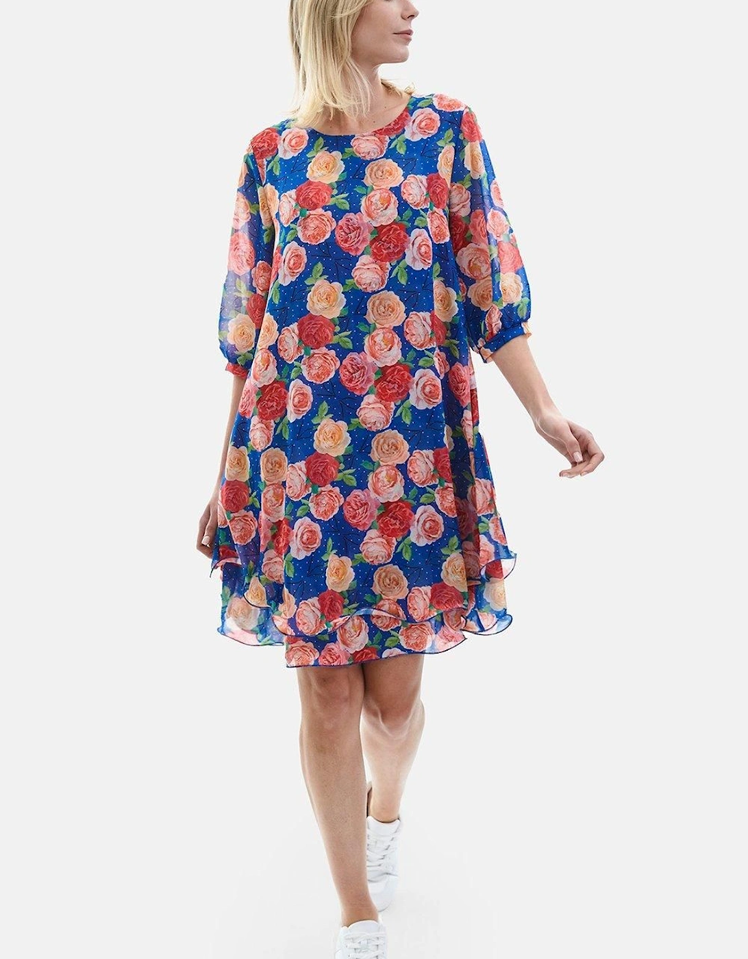 Rose Print Wave Hem Dress, 2 of 1