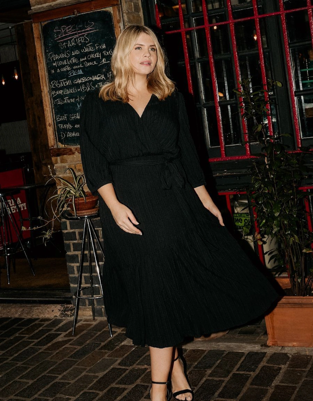 Black Mock Wrap Midaxi Dress, 2 of 1