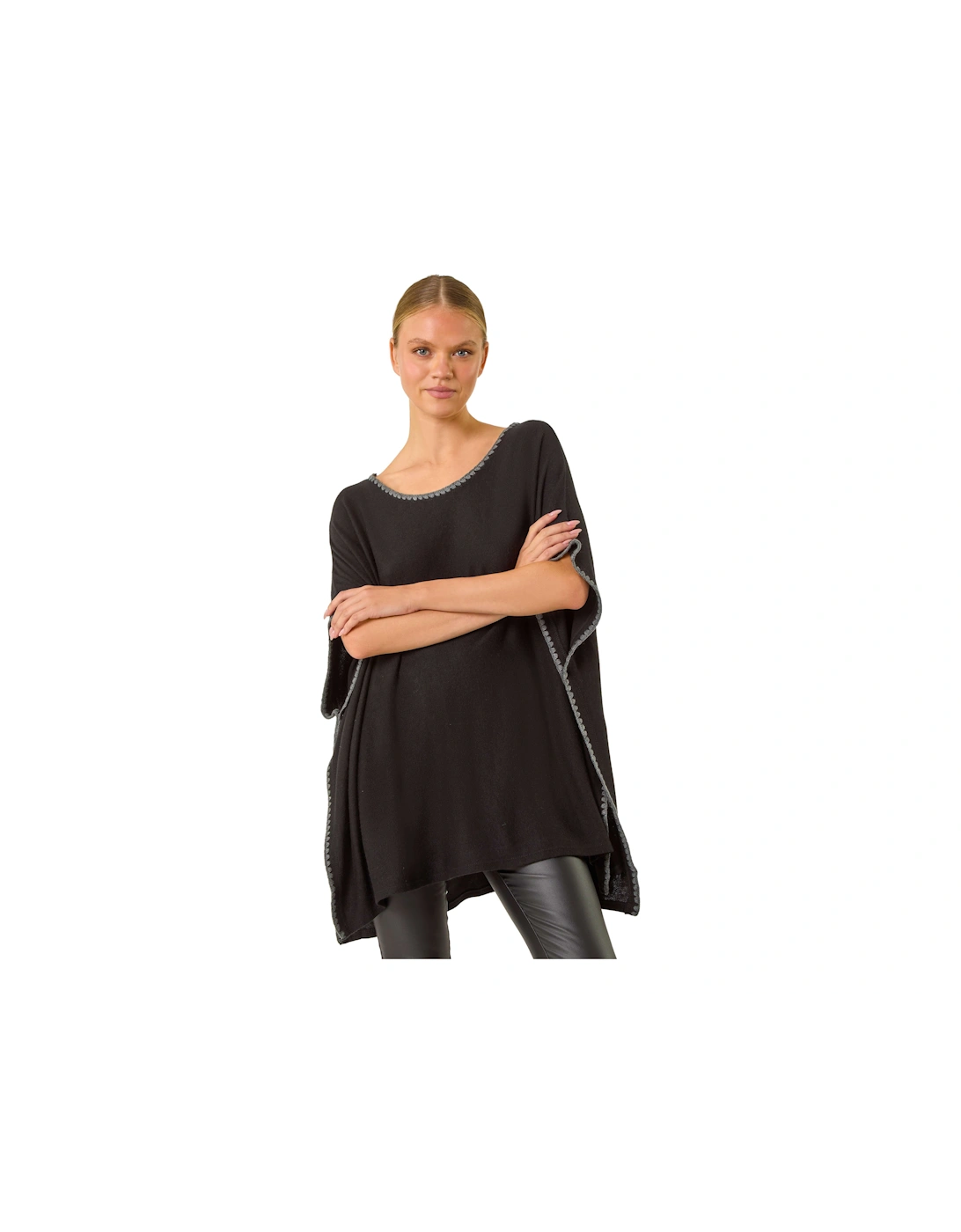 Blanket Stitch Knit Poncho, 2 of 1