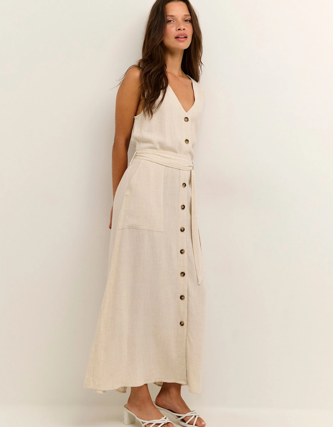Liny Sleeveless Belted Shirt Dress Plain, 2 of 1