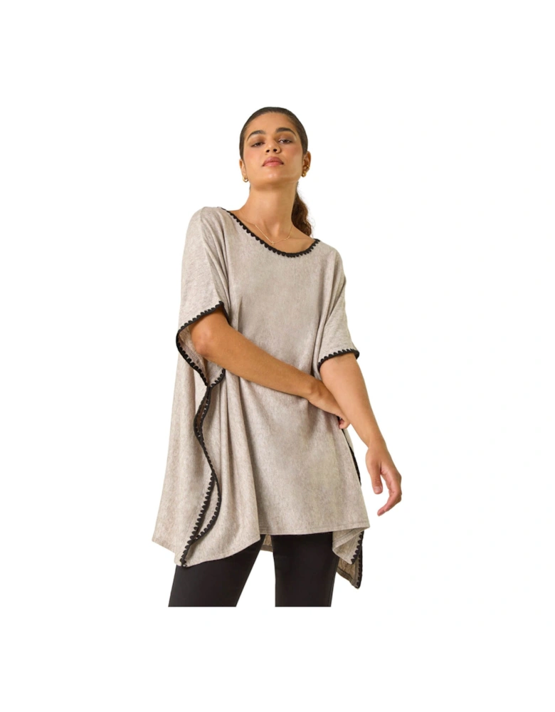 Blanket Stitch Knit Poncho