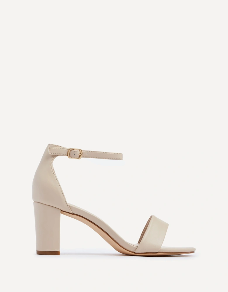 Frankie Nude Faux Leather Barely There Closed Back Block Heeled Sandal