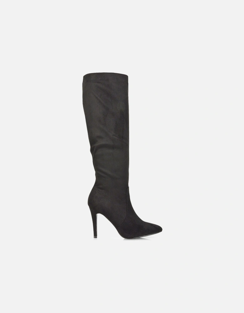 'Savvy' Pointed Toe Long Knee High Stiletto Heeled Boots