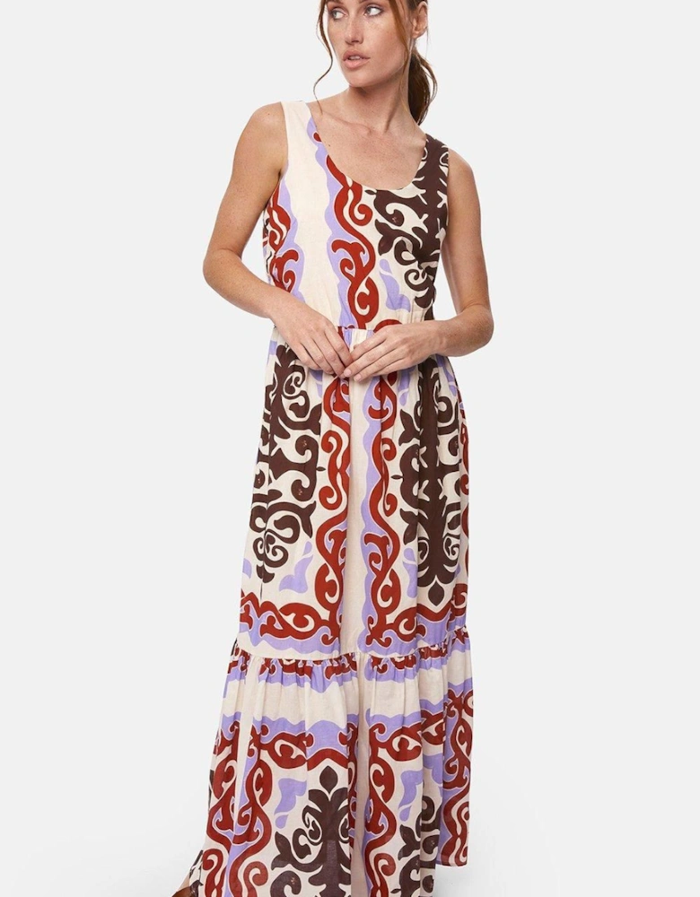 Wide Neckline Strappy Midi Dress