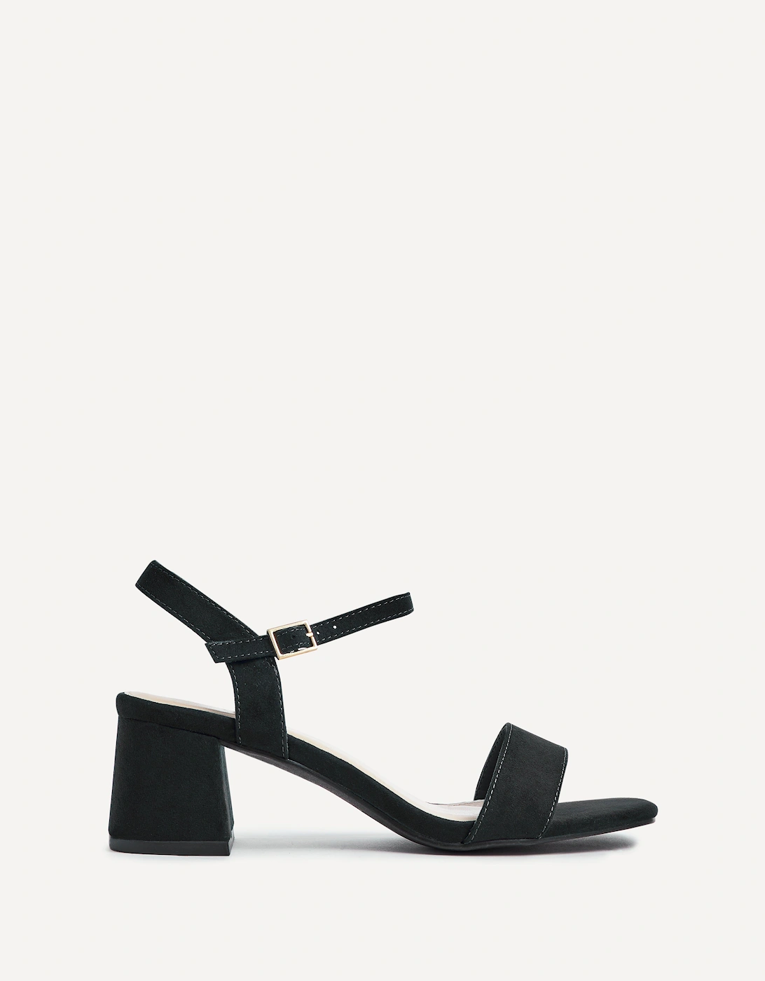 Darcie Black Faux Suede Low Chunky Block Heeled Sandal, 2 of 1