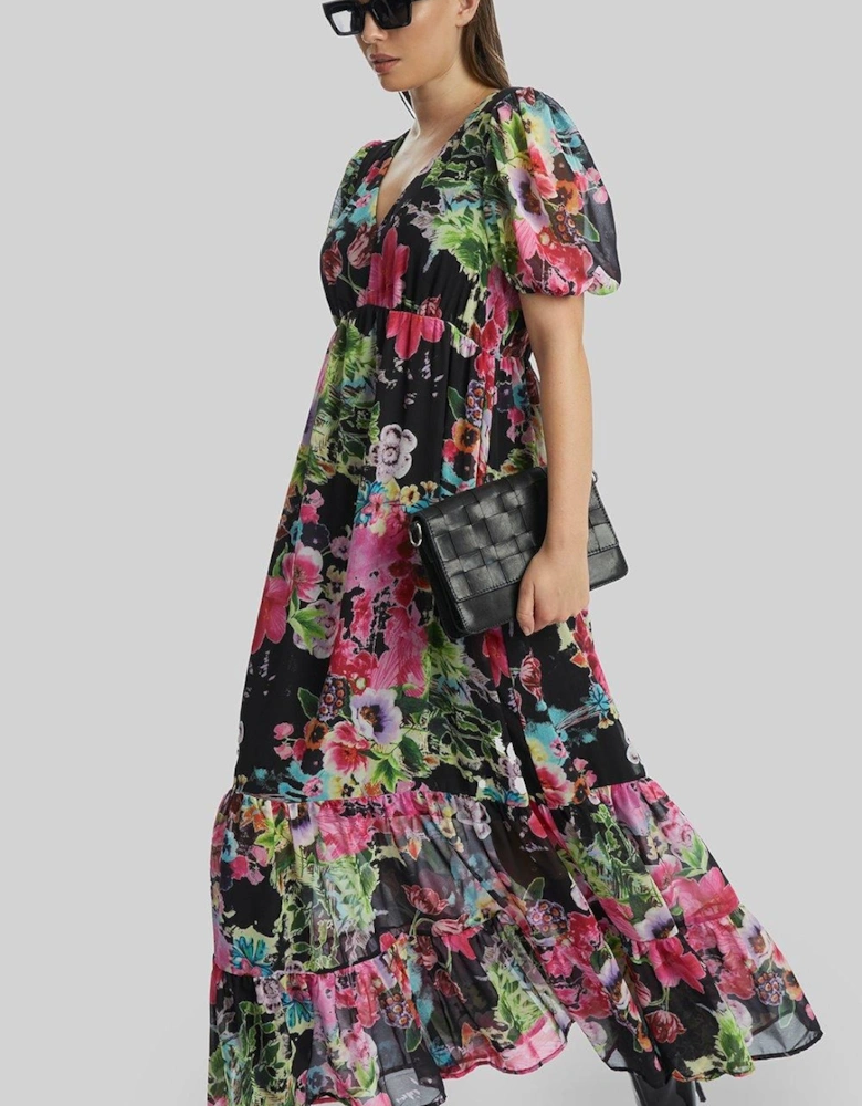 Floral V-neck Midi Dress