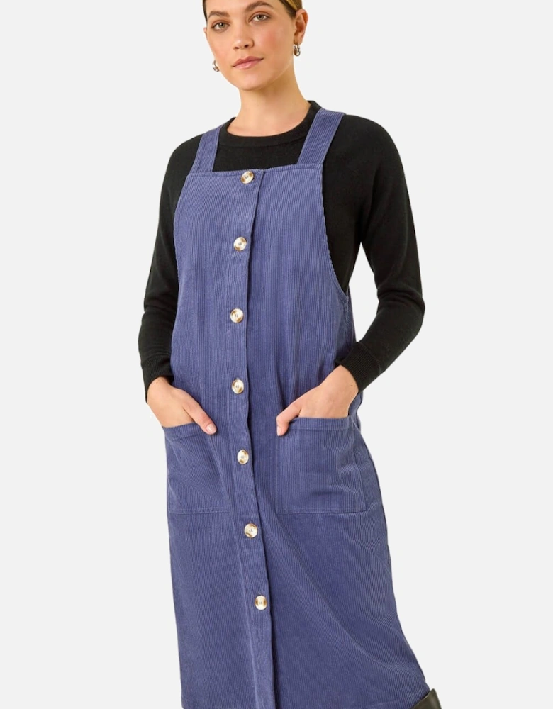 Corduroy Pinafore Midi Dress