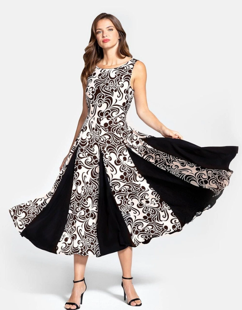 Contrast Panel Midi Dress
