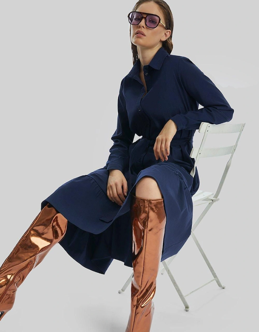 Shirt Collar Tiered Midi Dress, 2 of 1
