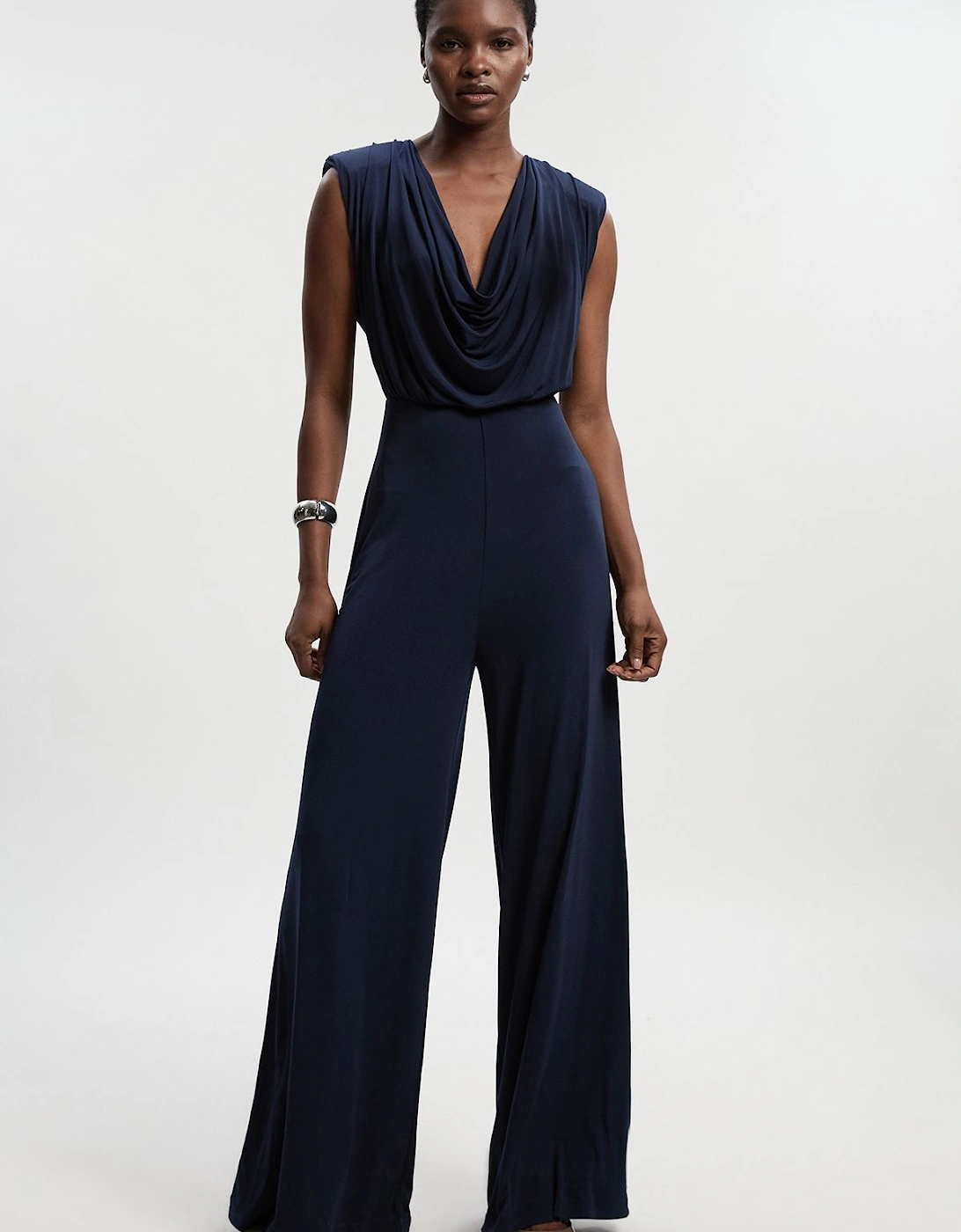 Jersey Crepe Cowl Neck Wide Leg Jumpsuit, 2 of 1