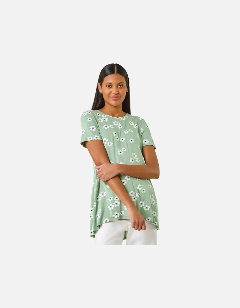 Floral Spot Print Tunic Top