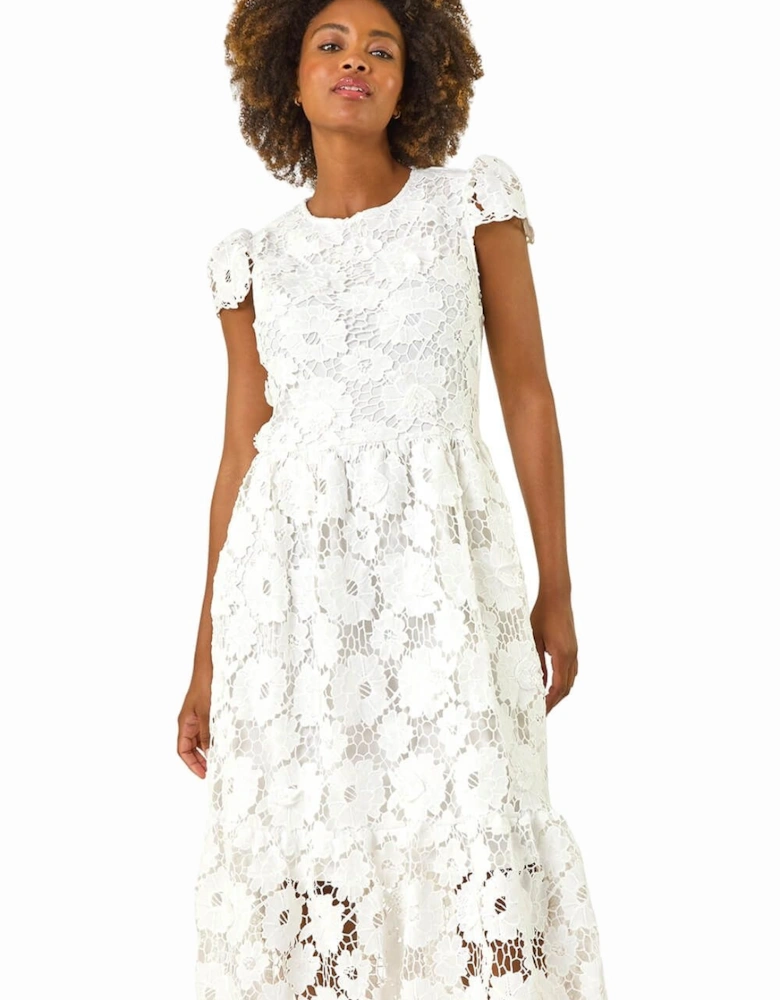 Crochet Floral Lace Midi Dress