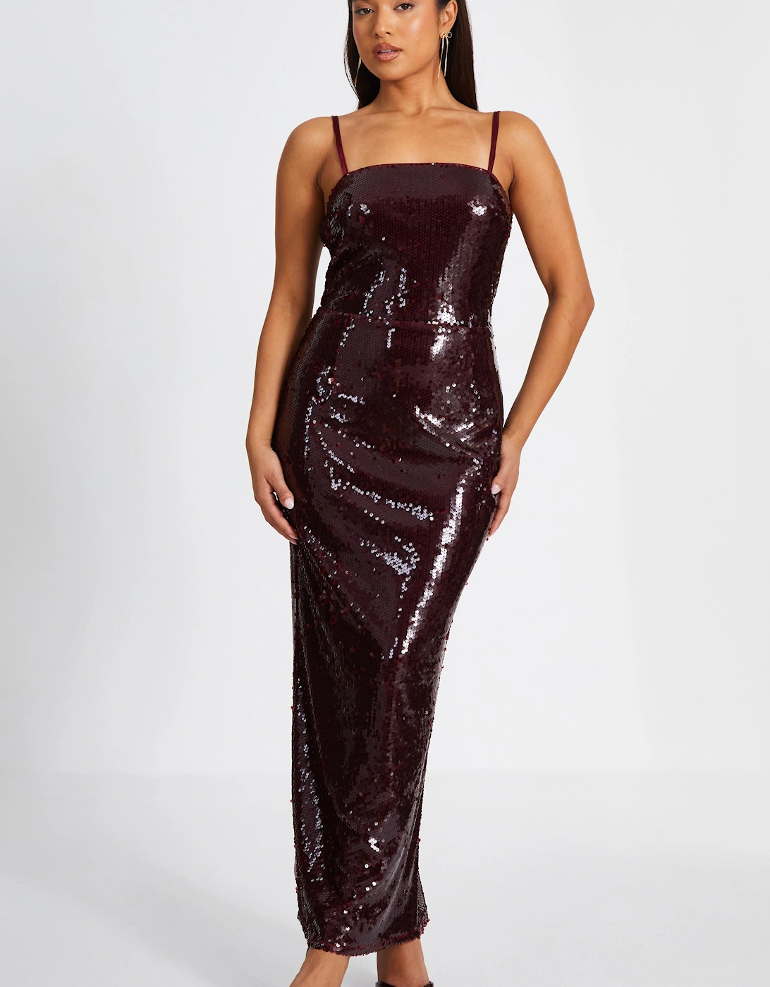 Red Petite Sequin Midaxi Dress, 2 of 1