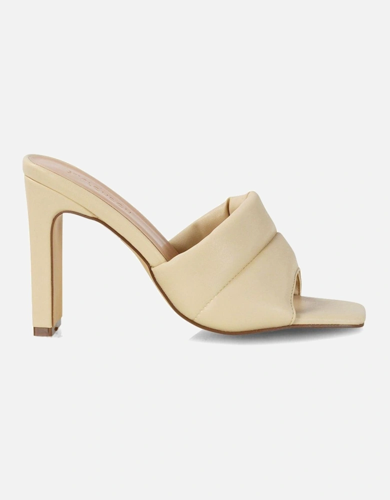 'Mallory' Square Toe Strappy Slip on Block High Heel Mule Sandals