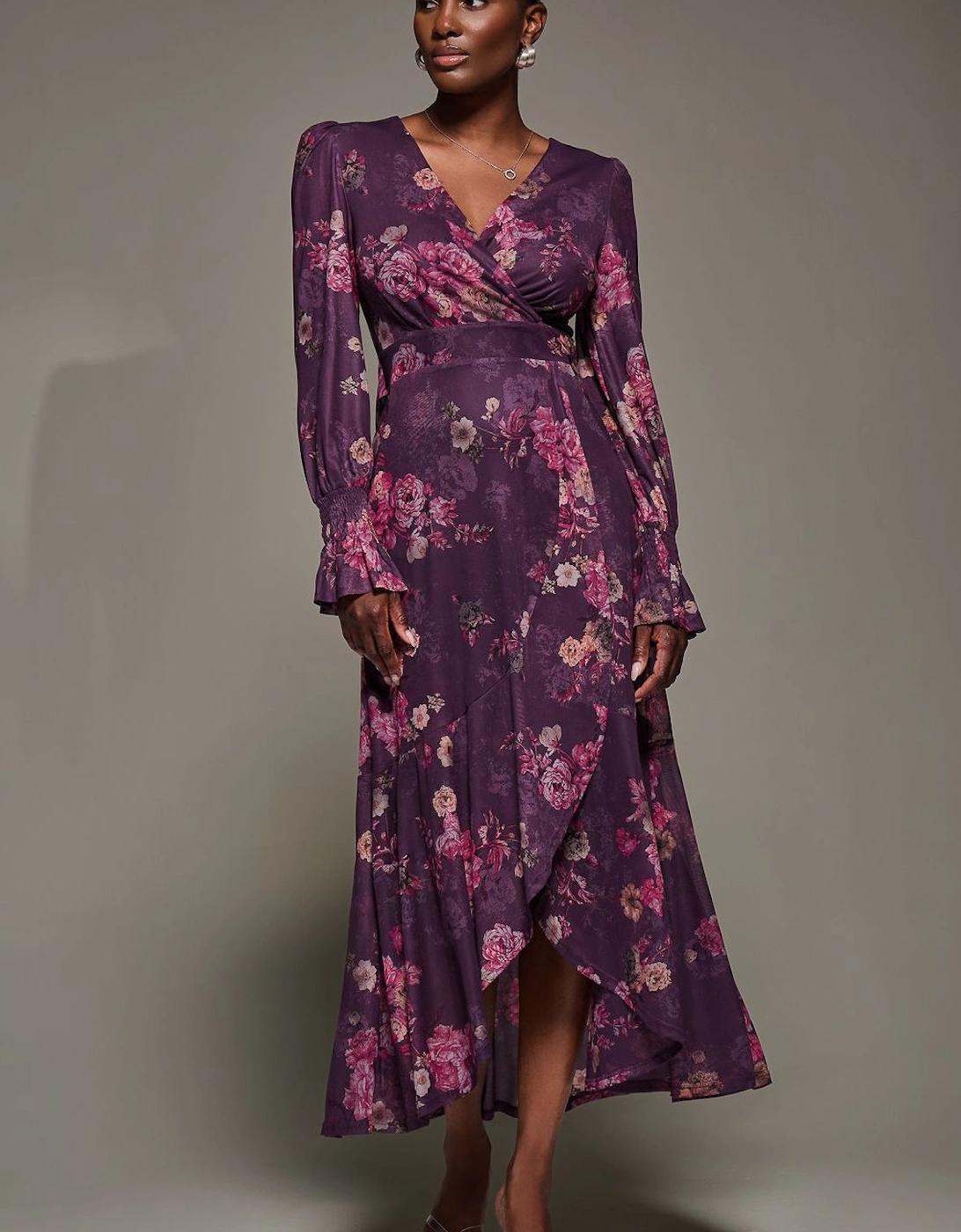 Long Sleeve Frill Hem Mesh Maxi Dress, 2 of 1