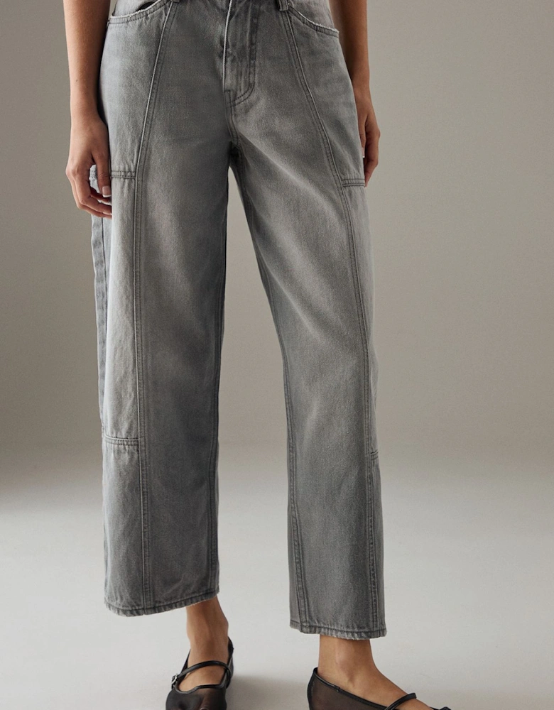 Low Waist Denim Jeans With Seam Details