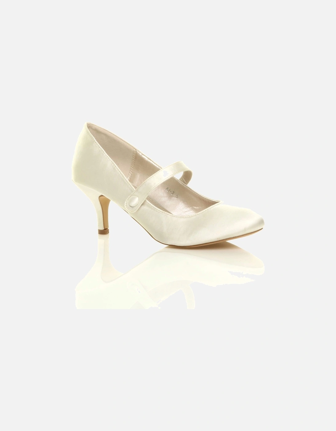 Mid Kitten Heel Mary Jane Satin Court Shoes, 2 of 1