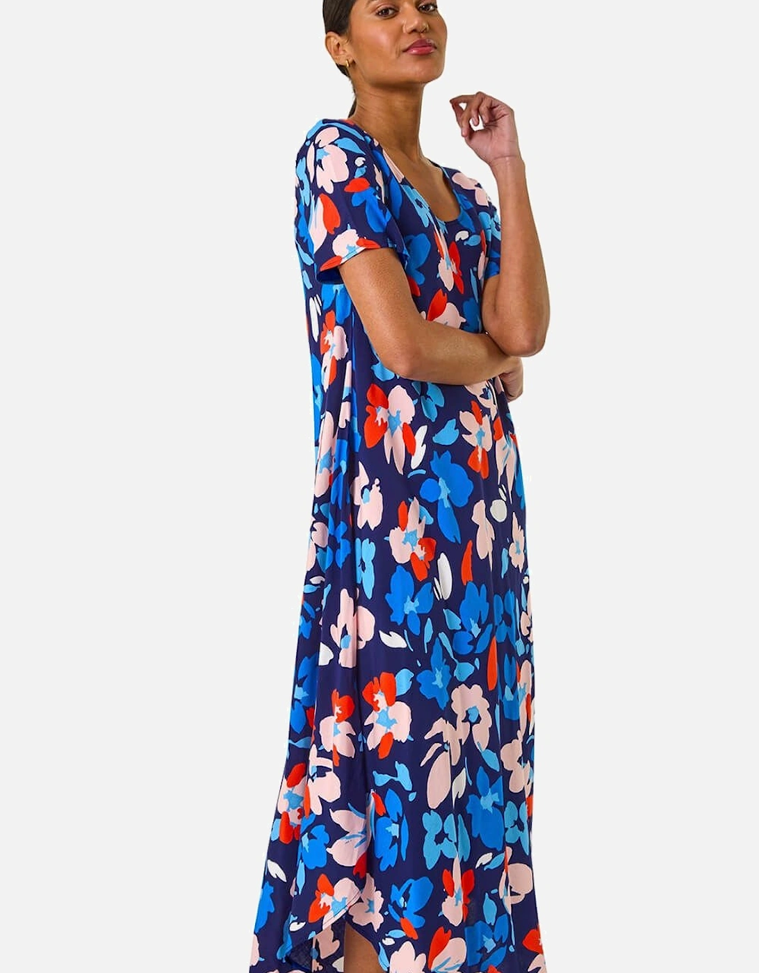 Floral Print Asymmetric Hem T-Shirt Dress, 2 of 1