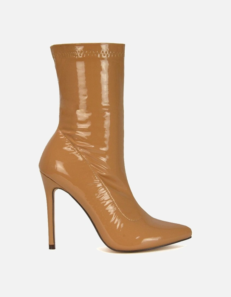 'Rain' Stiletto High Heel Knitted Ribbed Sock Ankle Boots