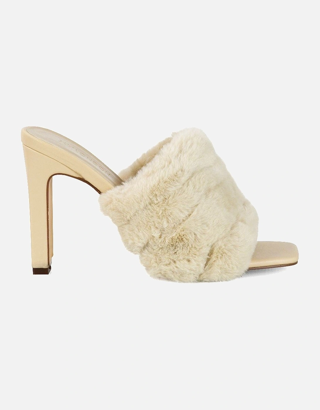 'Hunter' Fluffy Faux Fur Square Toe Slim Block Heel Mules, 2 of 1