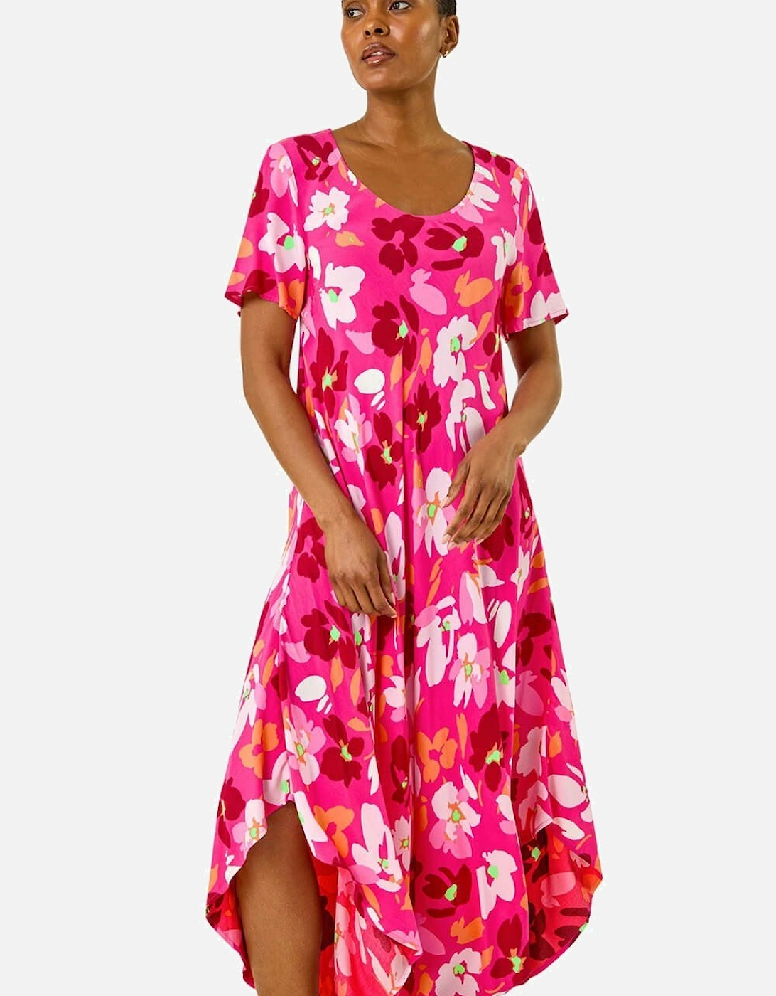 Floral Print Asymmetric Hem T-Shirt Dress, 2 of 1