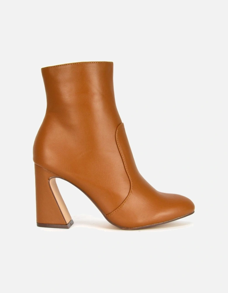 'Sabrina' Mid High Flared Sculptured Heel Zip-Up Ankle Boots
