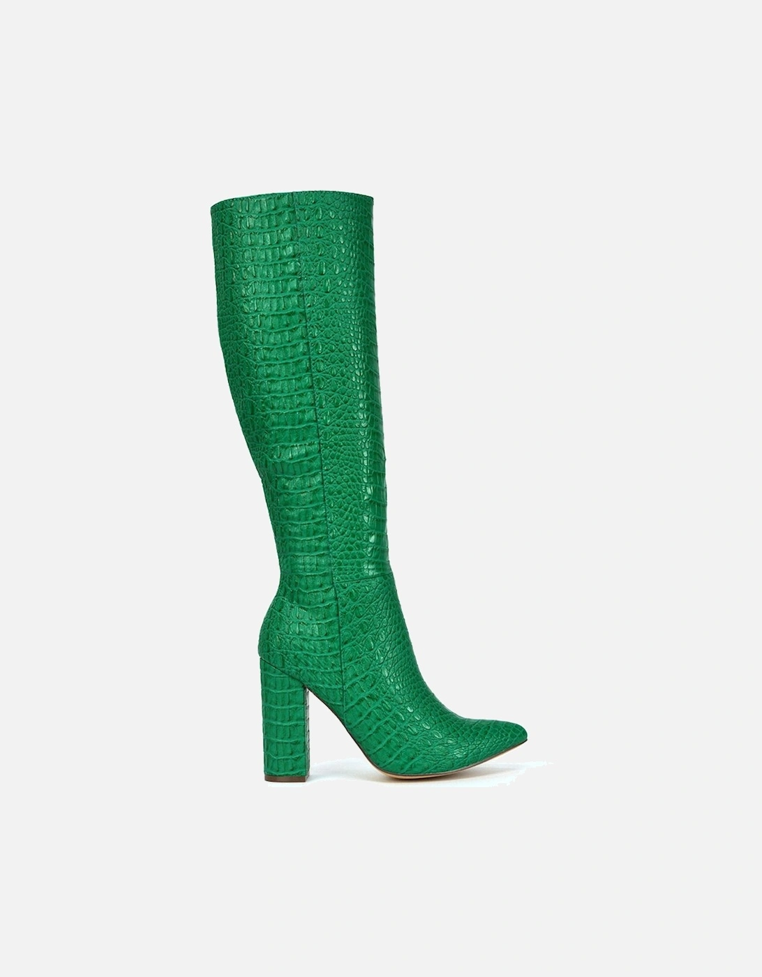 'Rhode' Pointed Toe Block High Heel Long Knee High Boots With Zip, 2 of 1