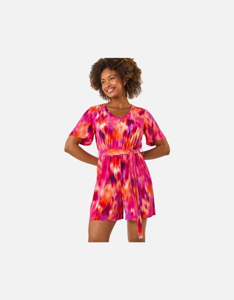 Abstract Print Belted Playsuit