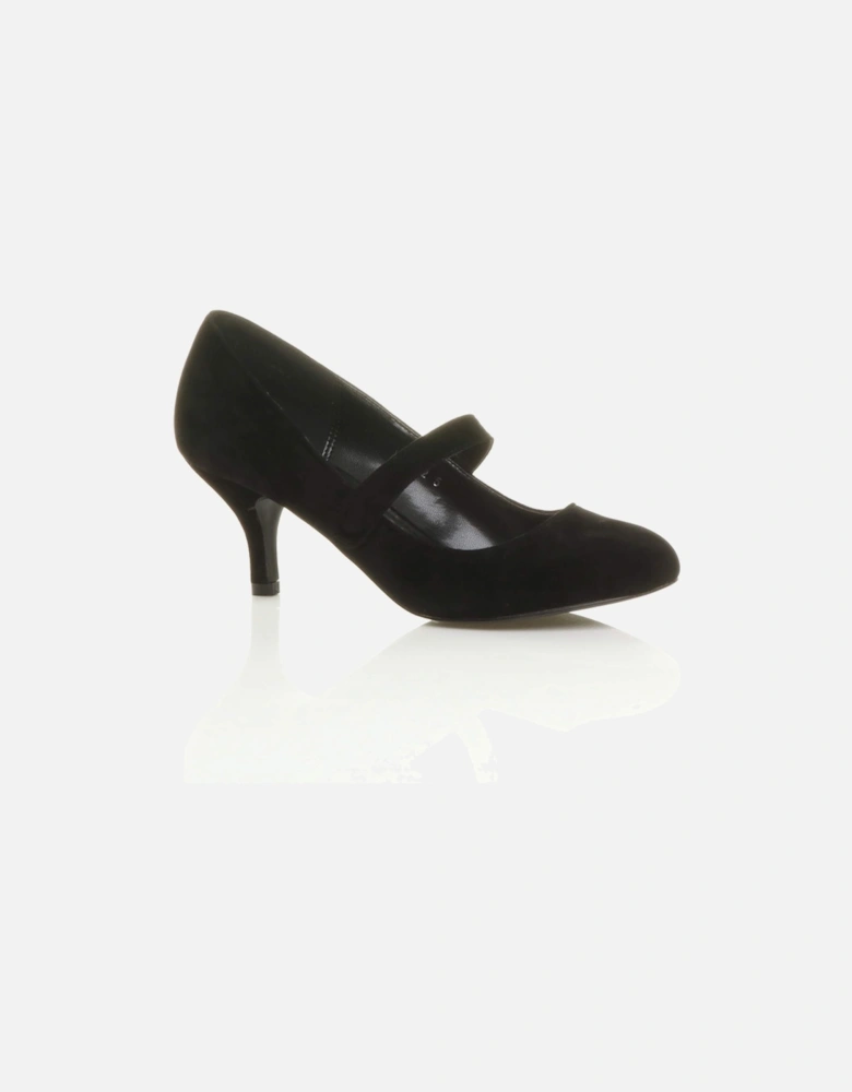 Mid Kitten Heel Mary Jane Faux Suede Court Shoes