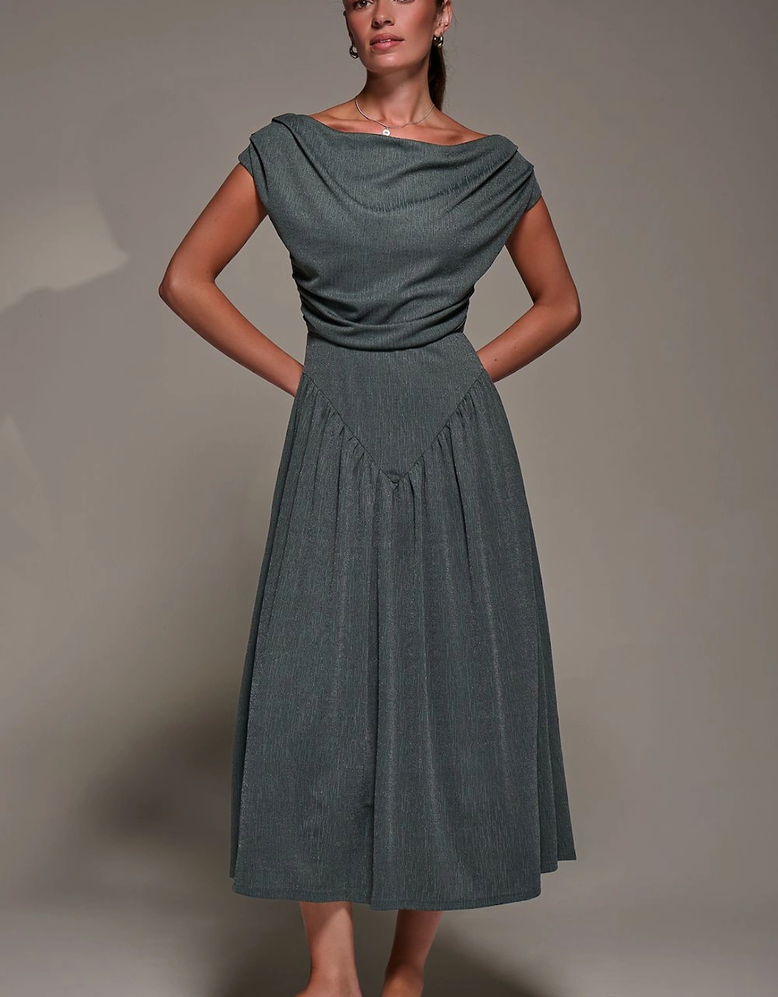 Asymmetric Neckline Midaxi Dress, 2 of 1