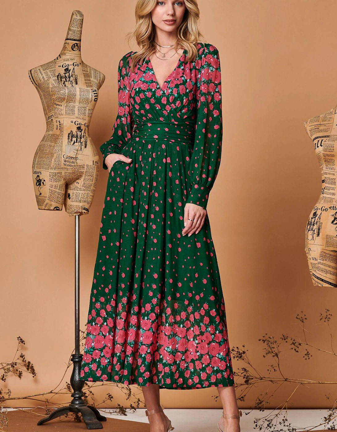 Symmetrical Print Mesh Maxi Dress, 2 of 1