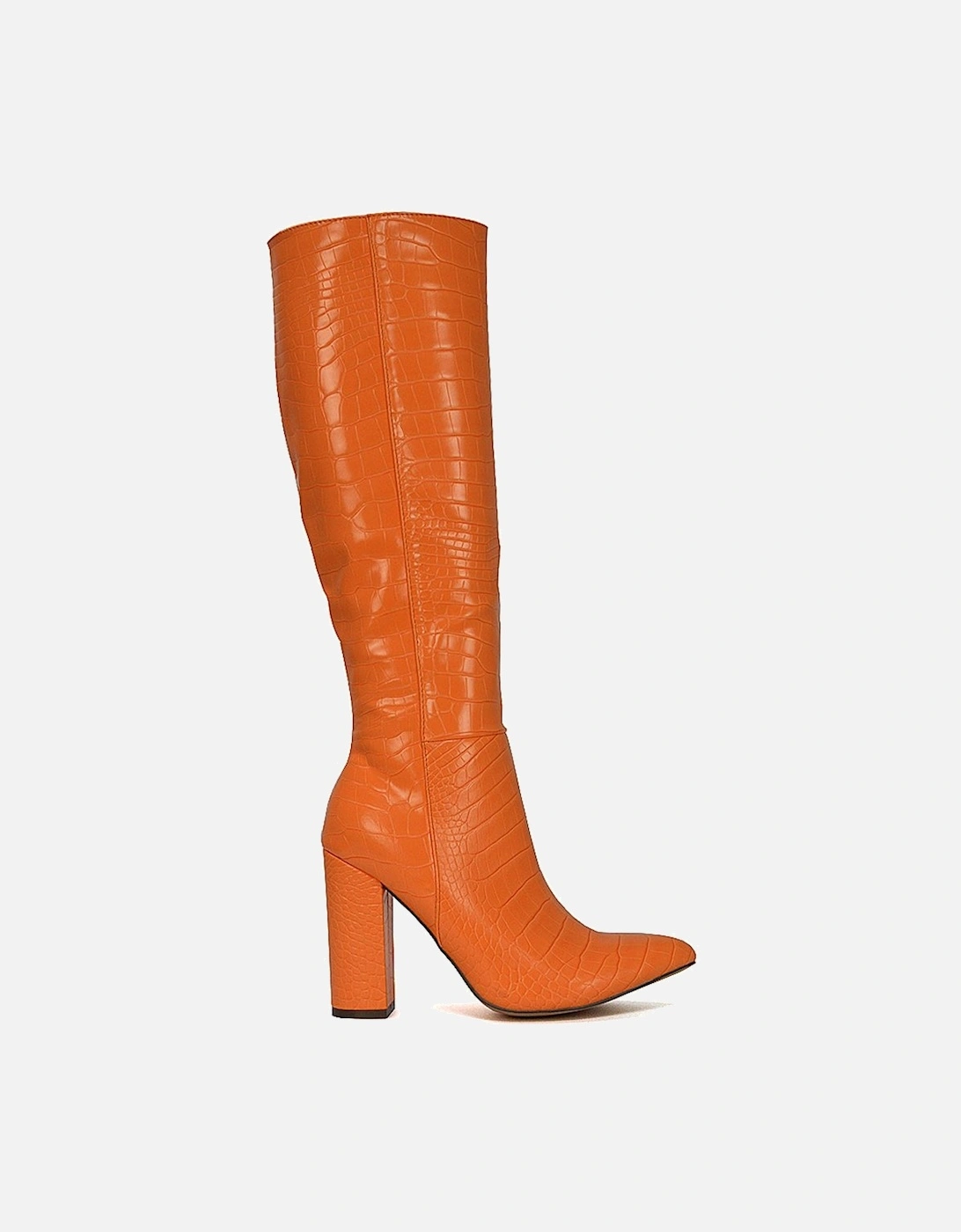 'Rhode' Pointed Toe Block High Heel Long Knee High Boots With Zip, 2 of 1