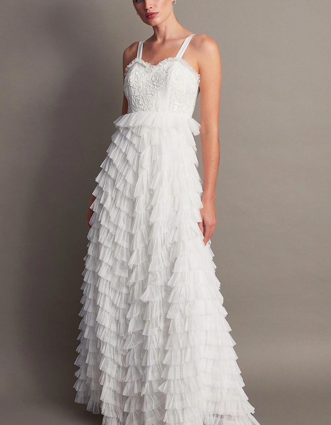 Ellen Ruffle Maxi Bridal Dress Ivory, 2 of 1