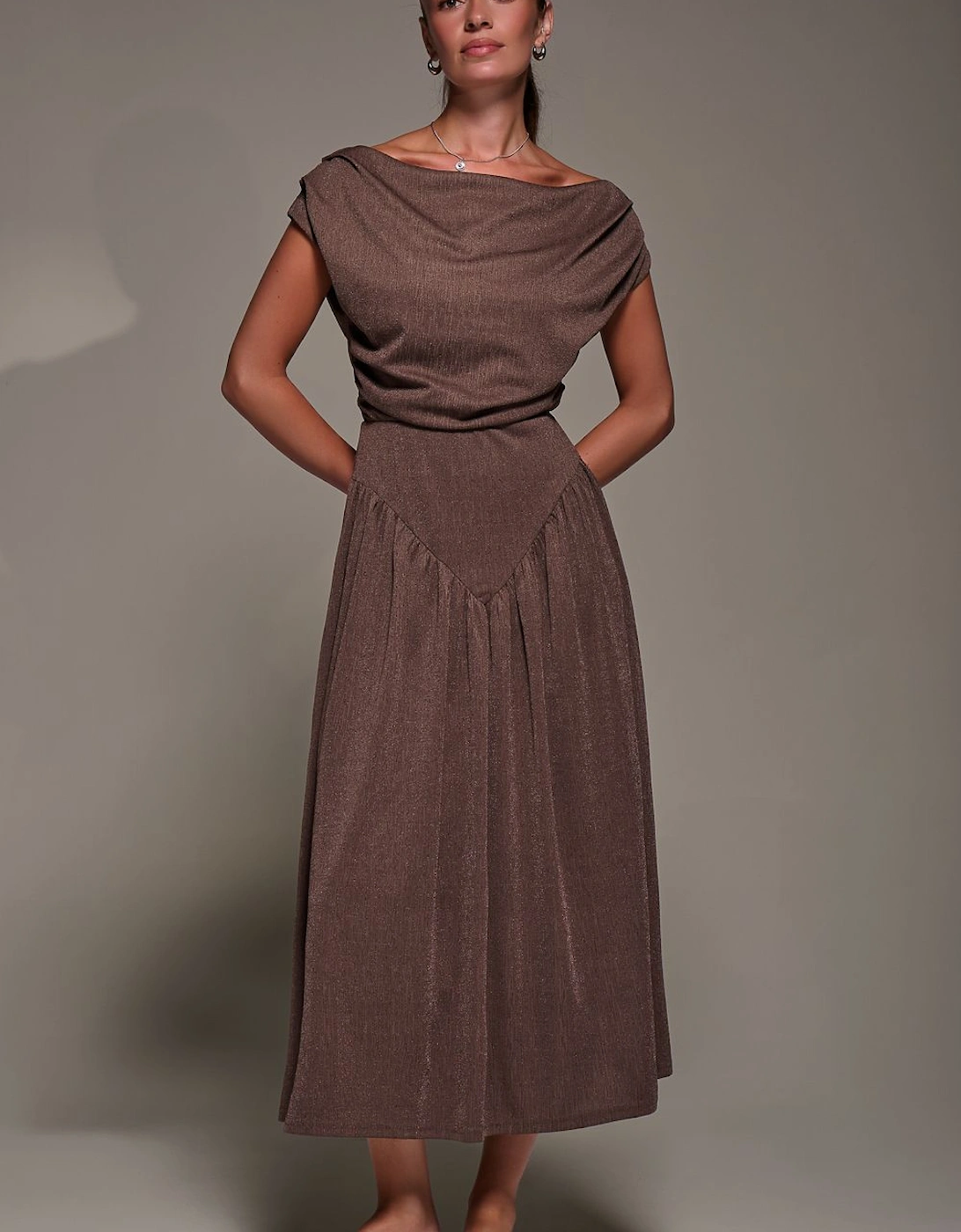 Asymmetric Neckline Midaxi Dress, 2 of 1
