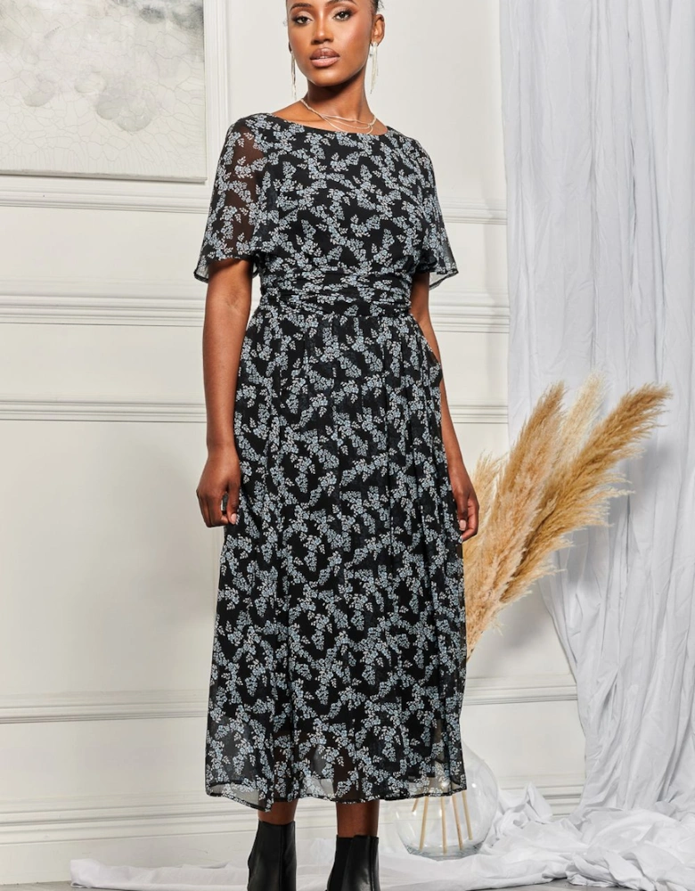 Angel Sleeve Chiffon Maxi Dress
