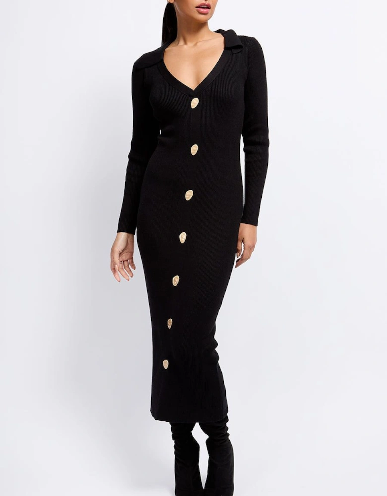Black Knit Midaxi Dress