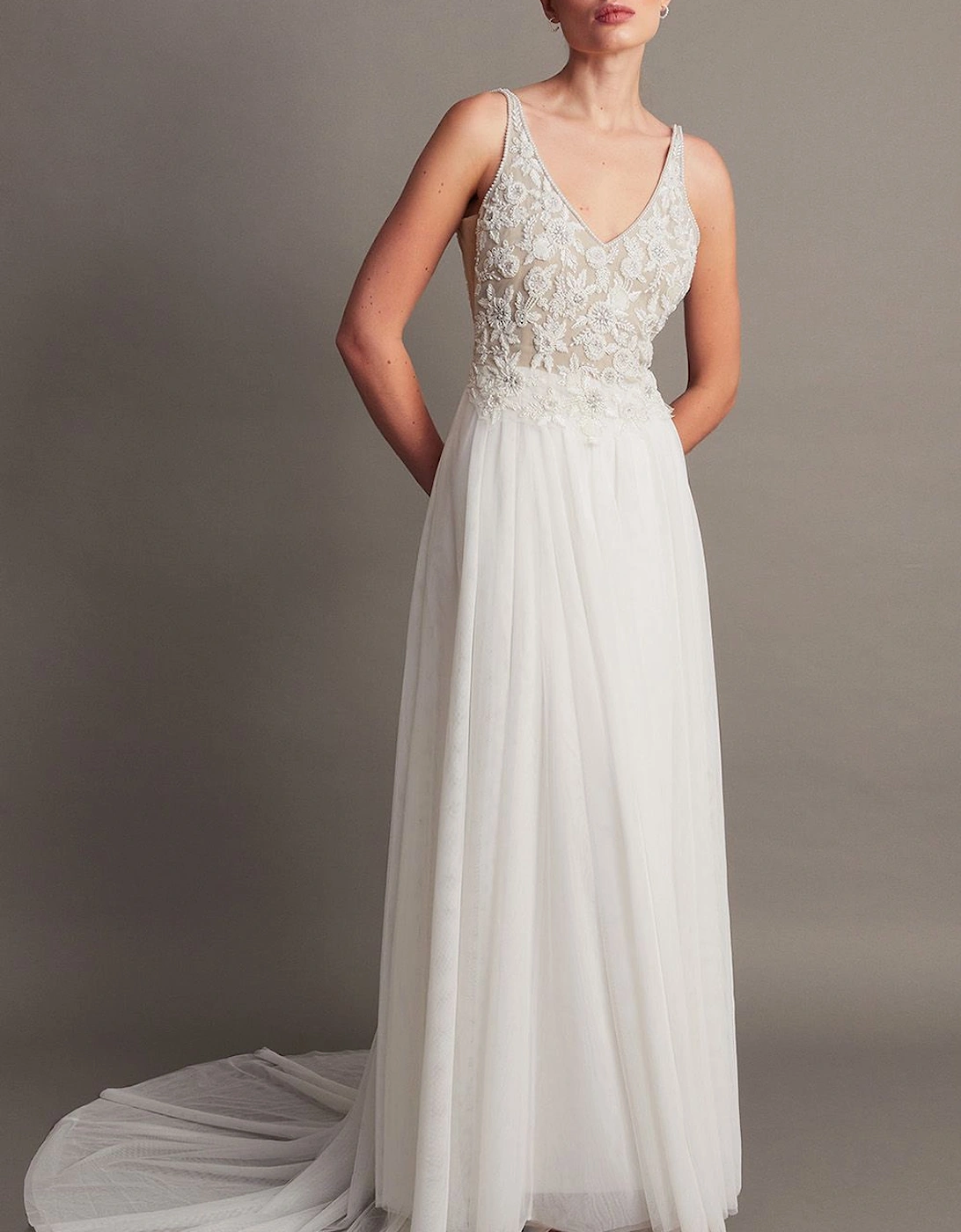 Delilah Embellished Bridal Dress Silver, 2 of 1