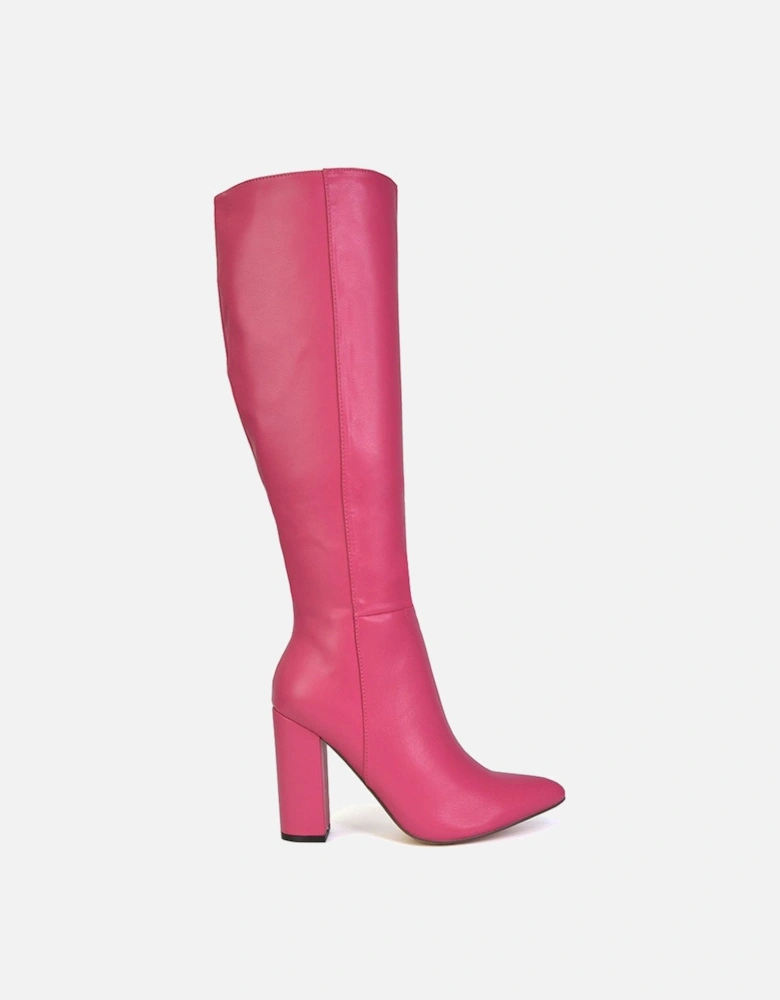 'Opal' Knee High Pointed Toe Block Heeled Long Boots