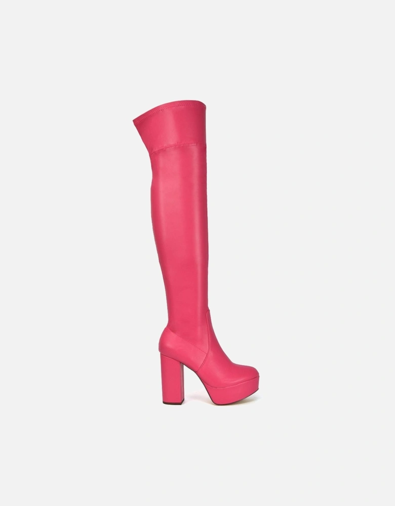 'Beverly' Block High Heel Over The Knee Thigh High Platform Boots