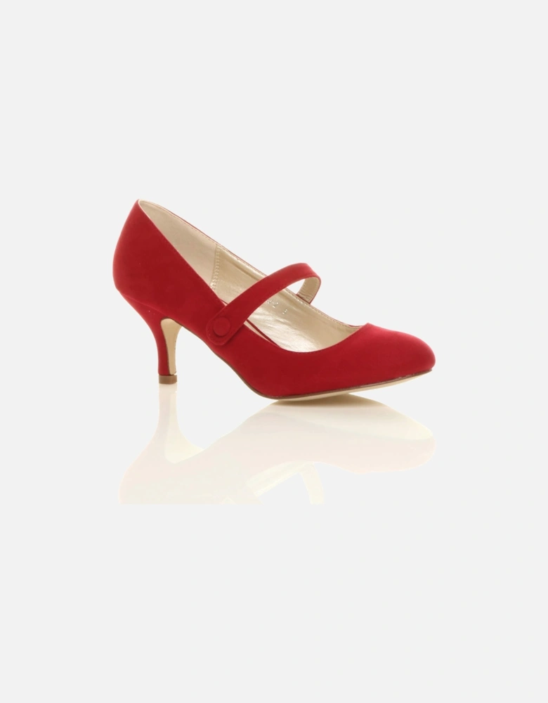 Mid Kitten Heel Mary Jane Faux Suede Court Shoes