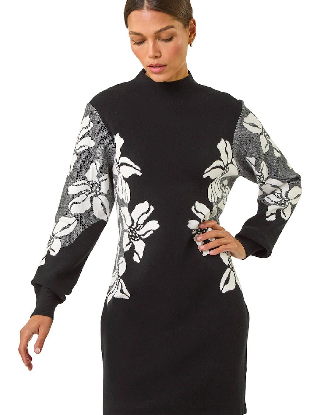 Floral Jacquard Knitted Dress, 2 of 1