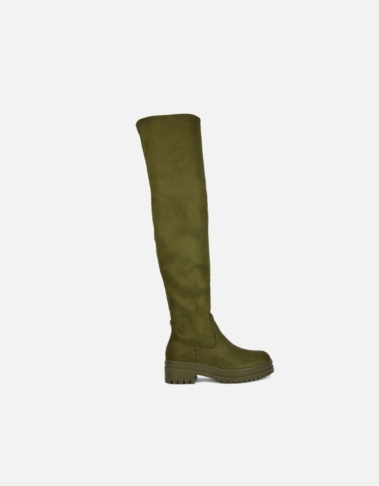 'Rosalia' Flat Chunky Sole Over the Knee Thigh High Long Boots