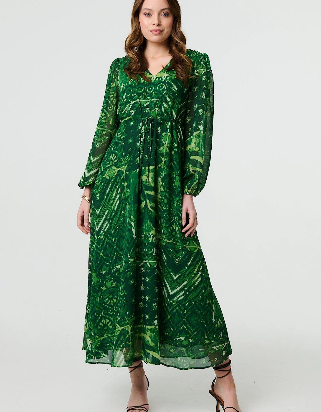 Printed Semi Sheer Empire Maxi Dress, 2 of 1
