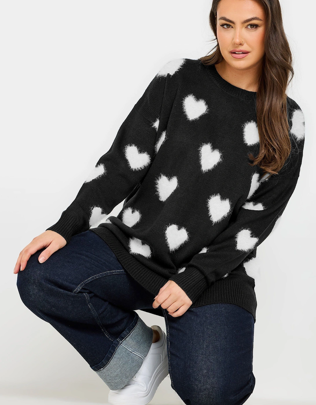 Fluffy Heart Print Jumper, 2 of 1