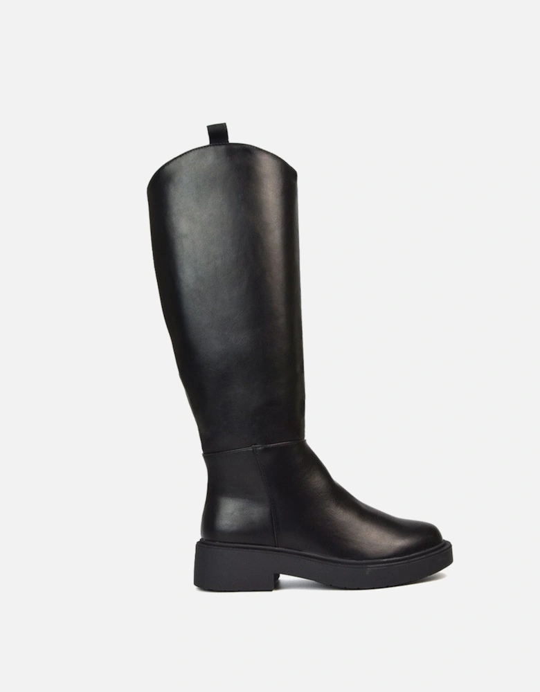 'Serenity' Low Heel Knee High Chunky Riding Biker Booties