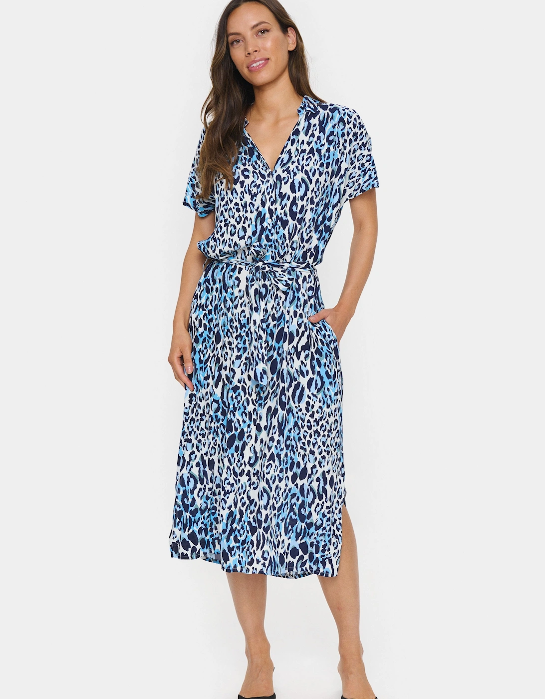 Blanca Short Sleeve Shirt Dress Floral, 2 of 1