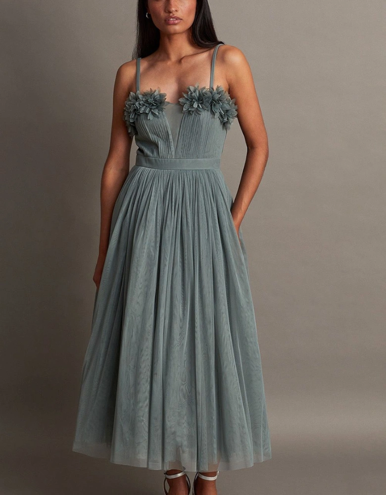 Amber Corsage Midi Dress Green