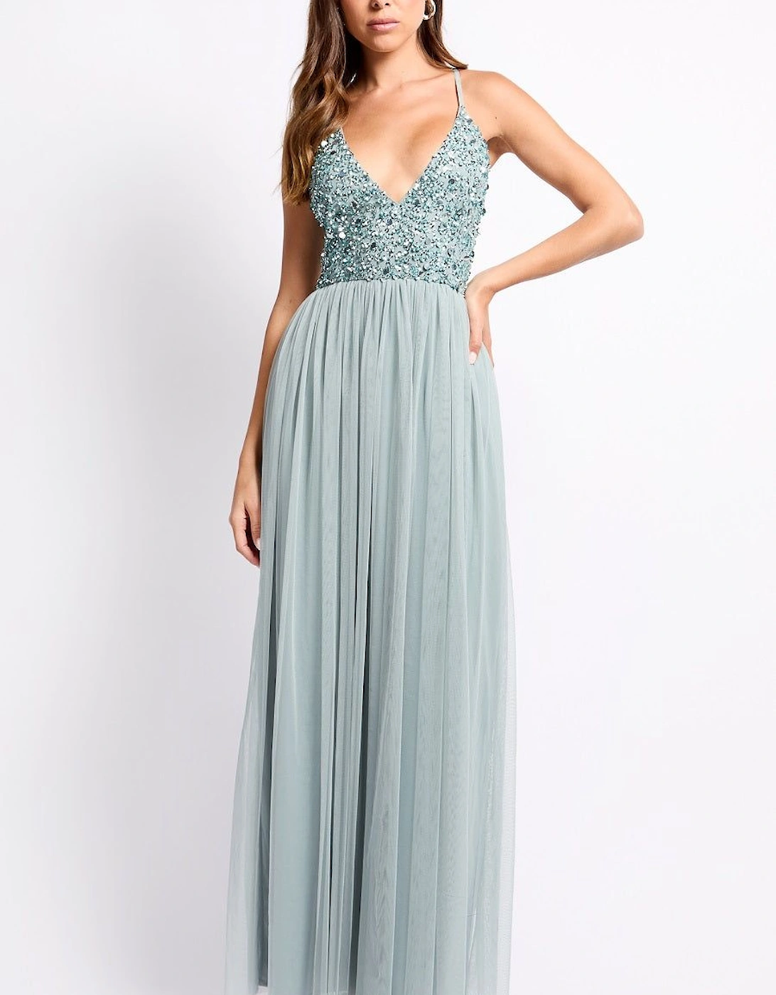 Grey Embellished Maxi Dress, 2 of 1