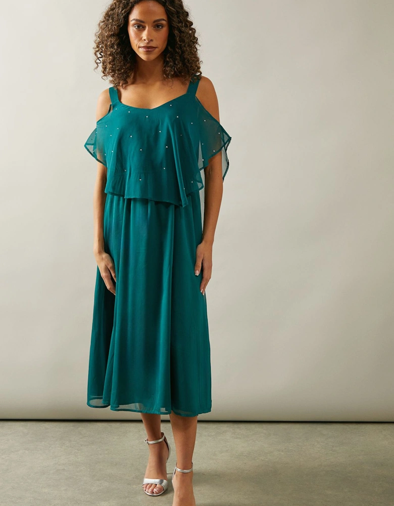 Occasion Hotfix Overlay Midi Dress