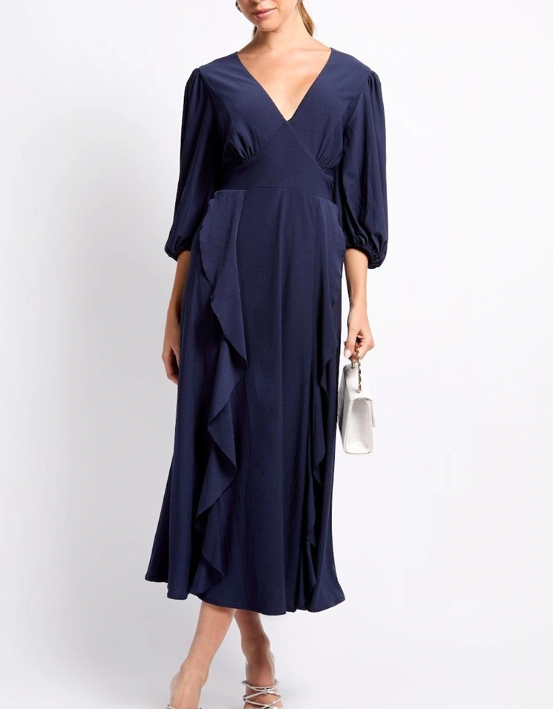 iSKA Navy Draped Frill Midaxi Dress, 2 of 1